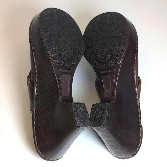 Born Women's Leather Brown Mule Clogs Size 8 Slip-On Wedge Heel NWOB - Picture 8 of 8